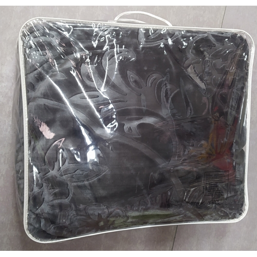 Koc akrylowy - Gruby i ciepły Szary tłoczony 220x240