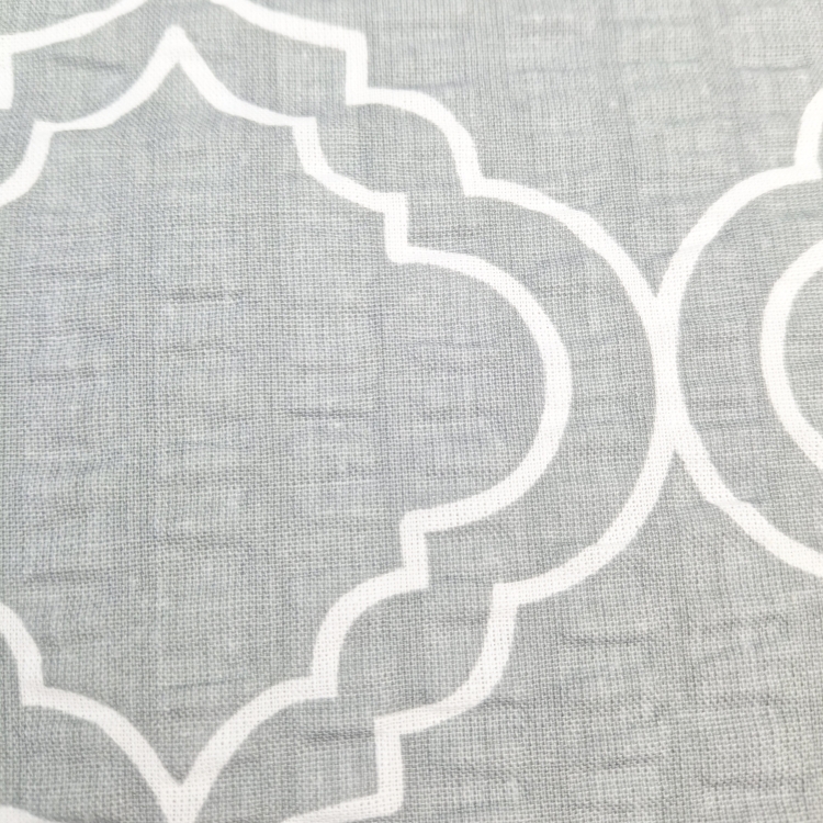 Pościel z Kory PREMIUM Lilia Wytrzymała- Biała geometria na jasnym szarym 1368, zdjęcie faktury materiału