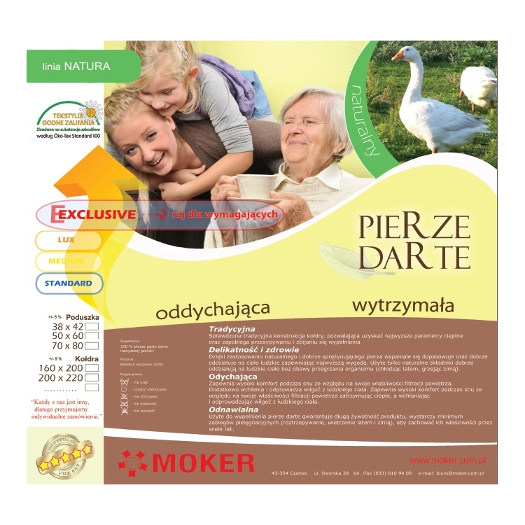Poduszka puchowa naturalna Etykieta