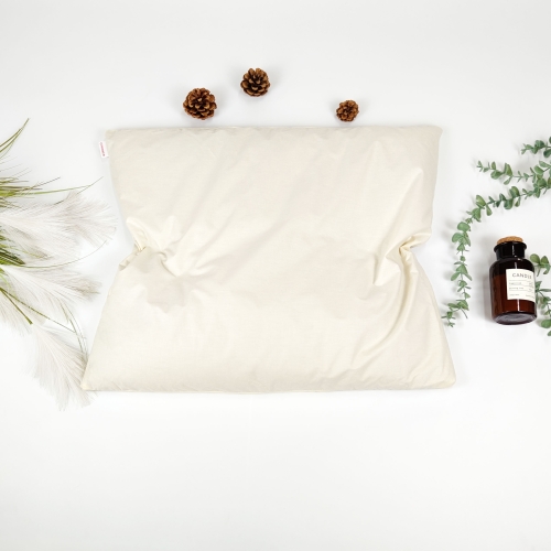 Poduszka NATURALNA z Gryki w bawełnianym wsypie - Zdrowotna 50/60 ecru zdjęcie poduszki z góry z dodatkami