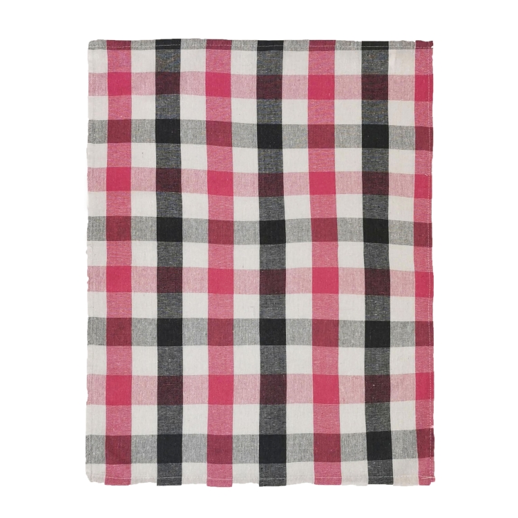 Ścierka DUŻA nowoczesna - Kratka różowo-czarno-biała 100% bawełna